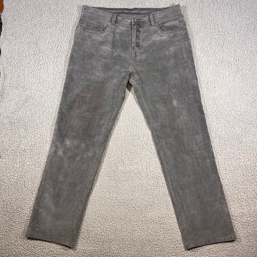 Prana Slim Fit Corduroy Pants Mens 35x30 Grey Organic Cotton Stretch Trousers